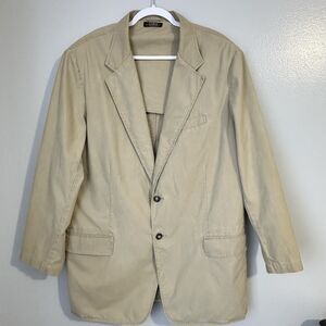 Vintage LL Bean Mens Blazer Sport Coat Suit Jacket 48 Tall Khaki Tan 2 Button
